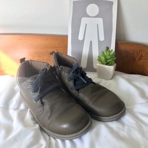 Sz 3 Boys easy zip brown boots -zipper for slip on